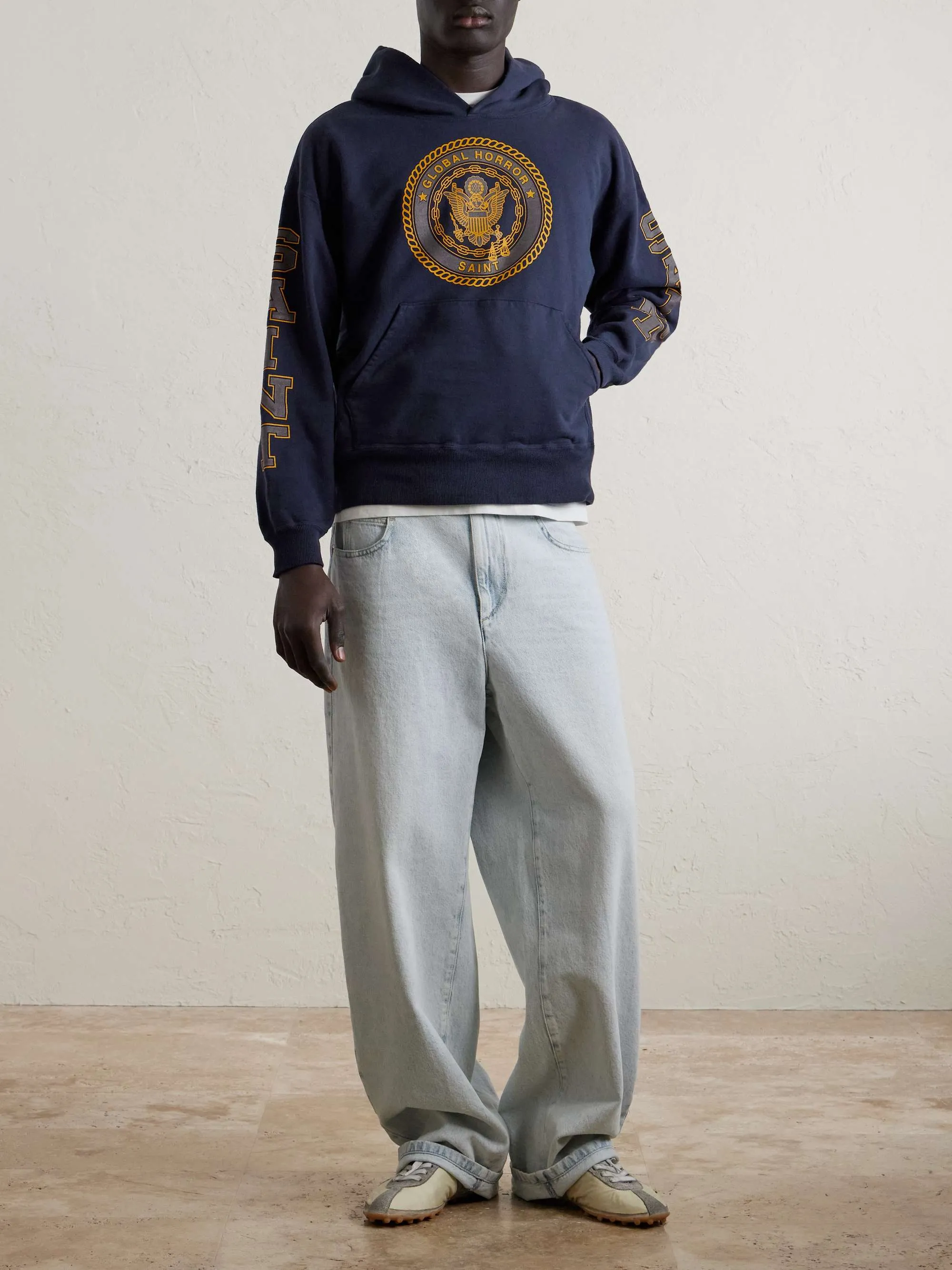SAINT Mxxxxxx HOODIE/SAINT/NVY Reflective Angel Hoodie Blue S-XL Original open mold Loose cut Comfortable fit Top printing technology 3M reflective paste Best reflective effect in the industry Correct version Original consistent main mark/wash mark/cherub anti-counterfeiting